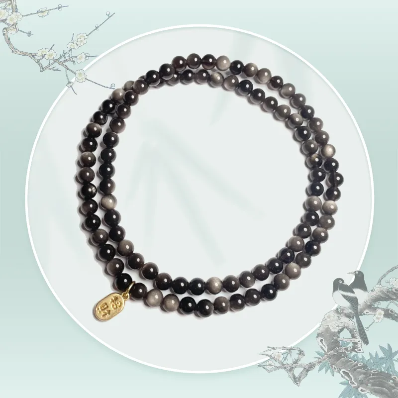 JINGCHENGGOU Obsidian Bracelets Unisex-4