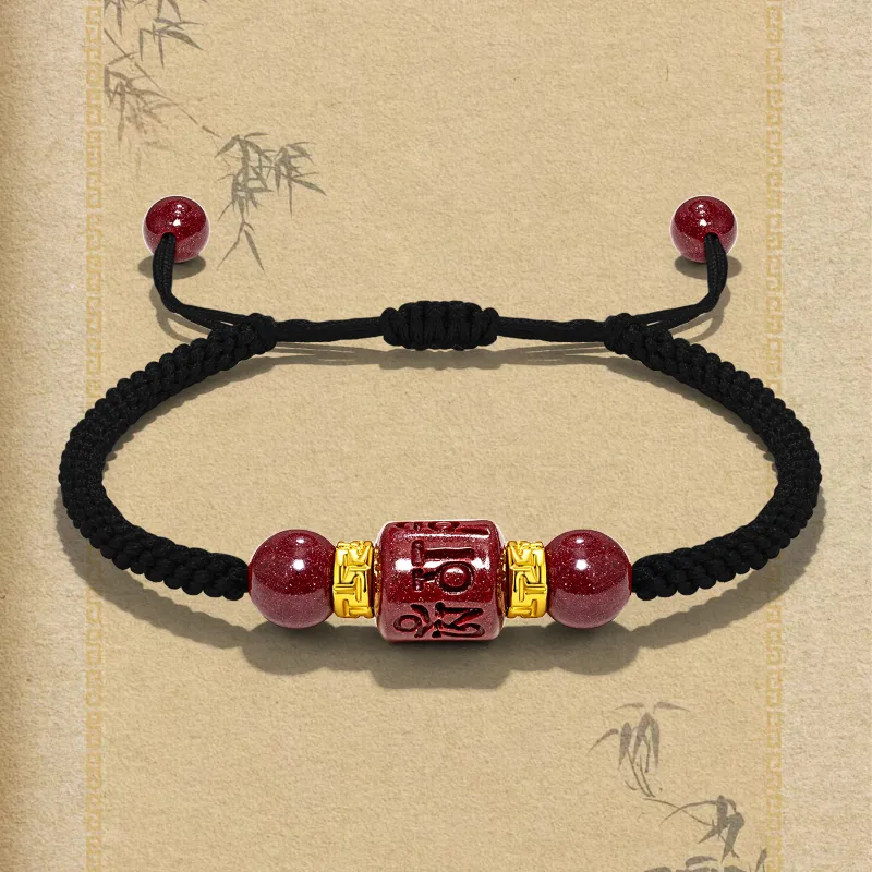 JINGCHENGGOU Reconstructed Cinnabar Bracelets Unisex-2