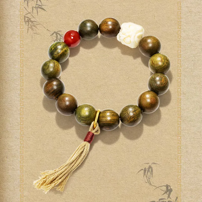 JINGCHENGGOU Green Sandalwood Bracelets Unisex-2