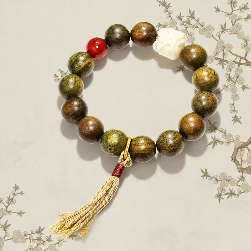 JINGCHENGGOU Green Sandalwood Bracelets Unisex-1