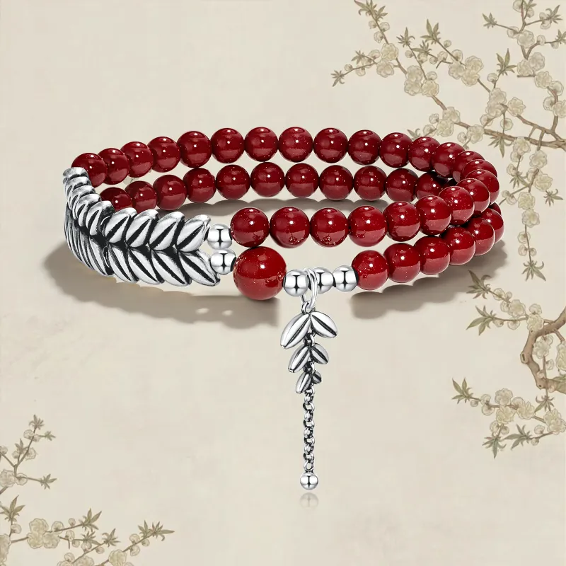 JINGCHENGGOU Reconstructed Cinnabar Bracelets Unisex-1