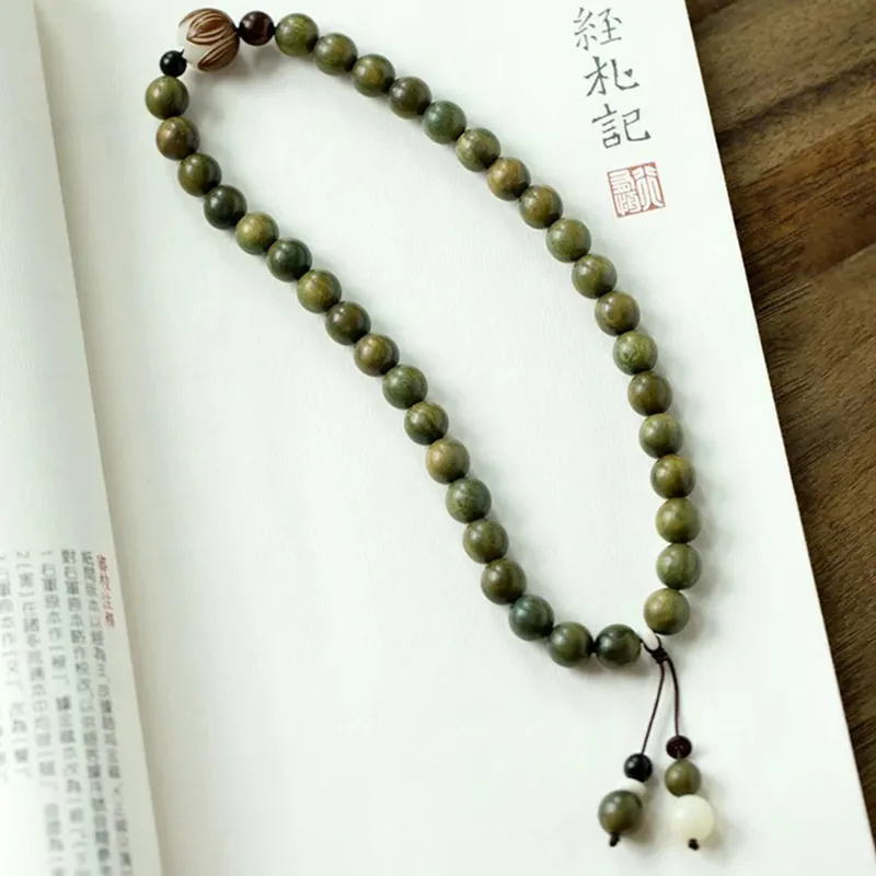 JINGCHENGGOU Green Sandalwood Wooden Bracelets Unisex-7