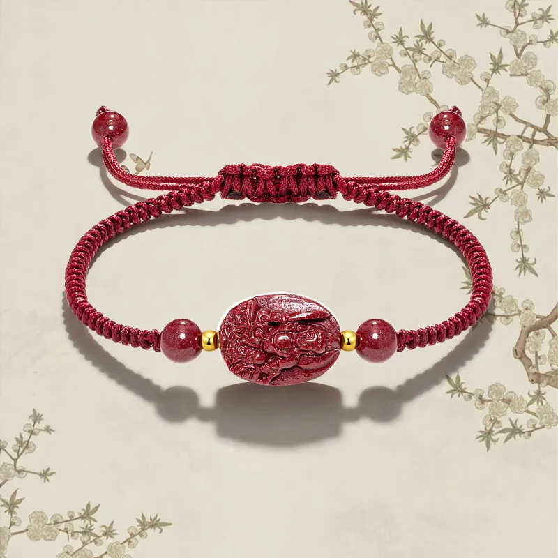 JINGCHENGGOU Reconstructed Cinnabar Bracelets Unisex-1