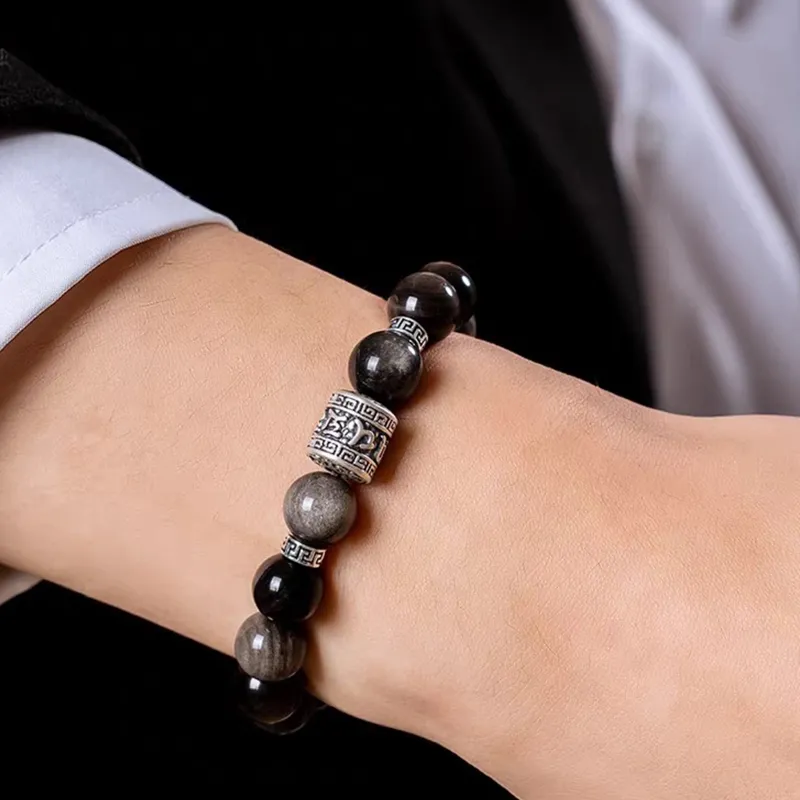 JINGCHENGGOU Obsidian Bracelets Unisex-2
