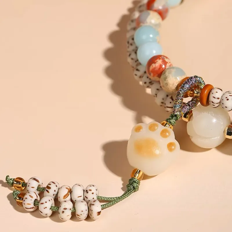 JINGCHENGGOU Star Moon Bodhi Seeds White Jade Bodhi Bracelets Unisex-2