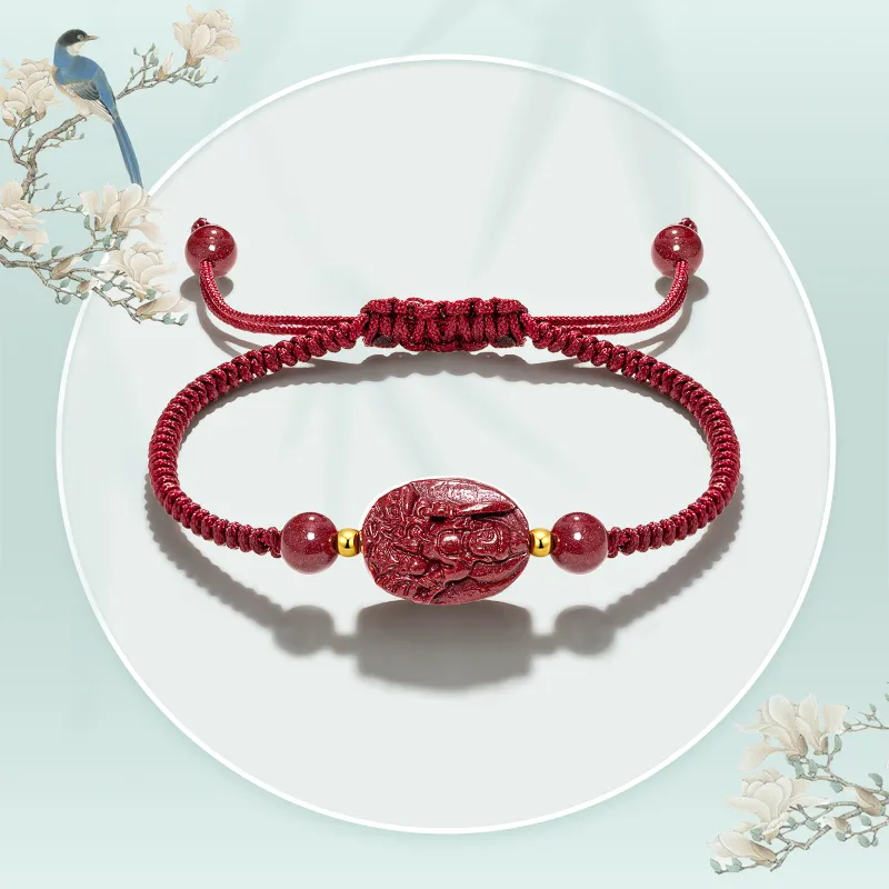 JINGCHENGGOU Reconstructed Cinnabar Bracelets Unisex-3