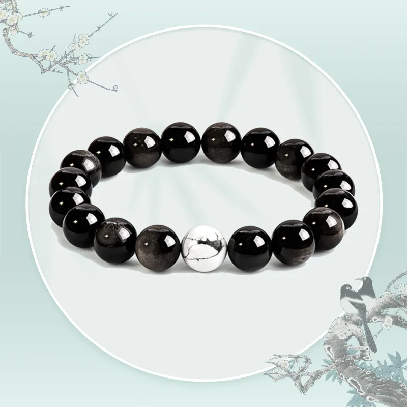 JINGCHENGGOU Obsidian Bracelets Unisex-4