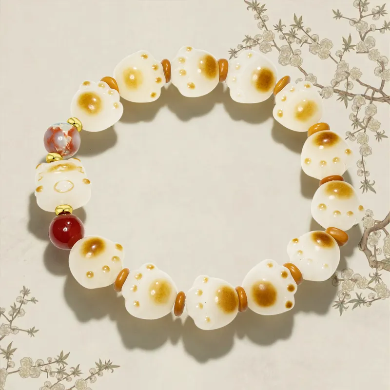 JINGCHENGGOU White Jade Bodhi Cacumen Platycladi Seeds Bodhi Root Bracelets Unisex-1