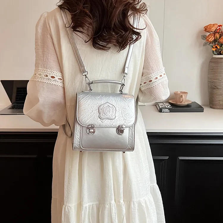 OTA PU Chain Bag Handbag Shoulder Bag Backpack Regular Unisex Silver/Black/White/Pink-1