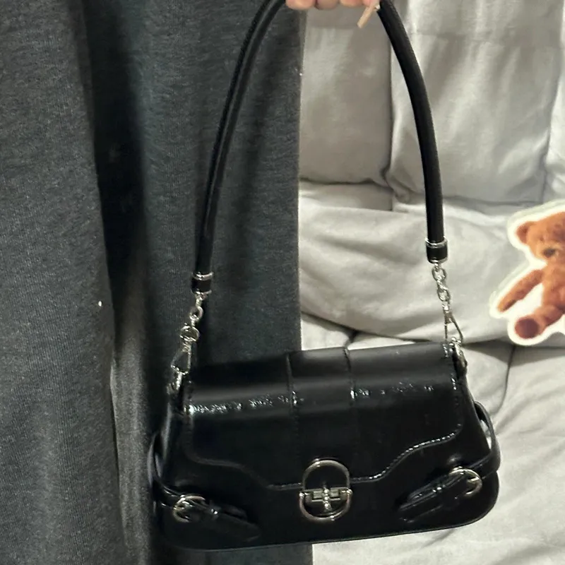 OTA PU Shoulder Bag Women's Black-3