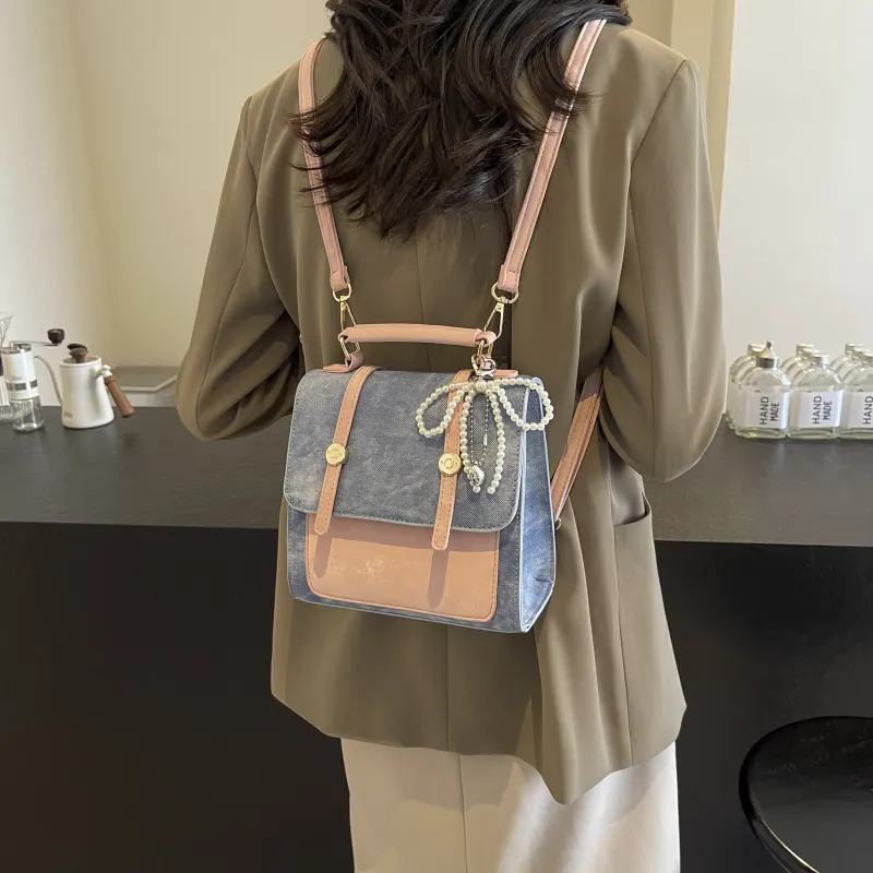 OTA PU Backpack Backpack Backpack Handbag Crossbody Bag Regular Women's Blue-1