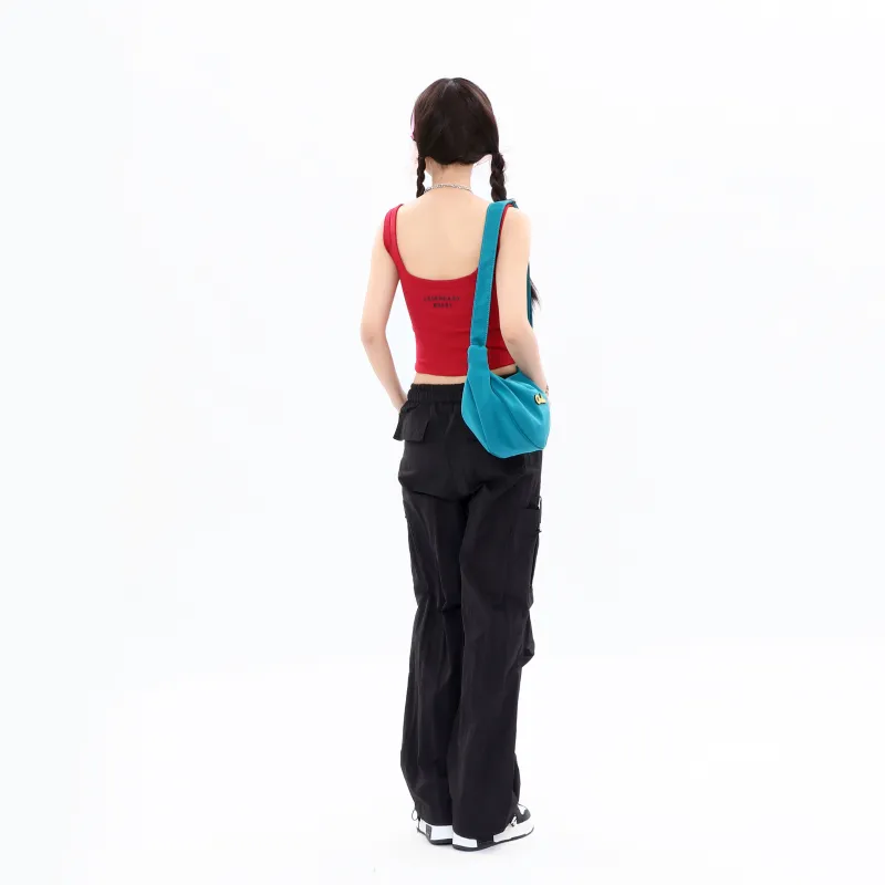 OTA Canvas Canvas Bag Shoulder Bag Dumpling Bag Commute Bag Crossbody Bag Small Size Unisex Red Black-17