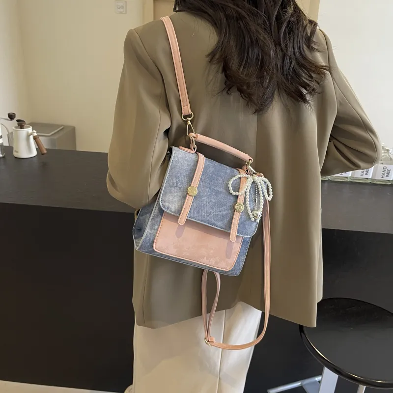 OTA PU Backpack Backpack Backpack Handbag Crossbody Bag Regular Women's Blue-3