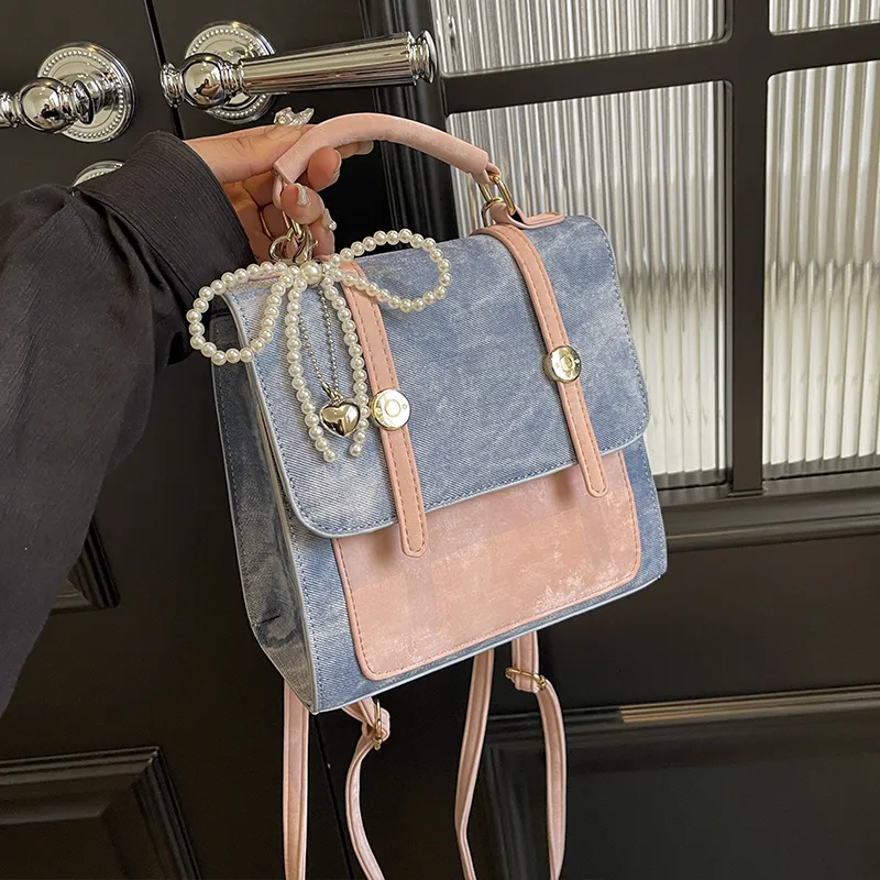 OTA PU Backpack Backpack Backpack Handbag Crossbody Bag Regular Women's Blue-4