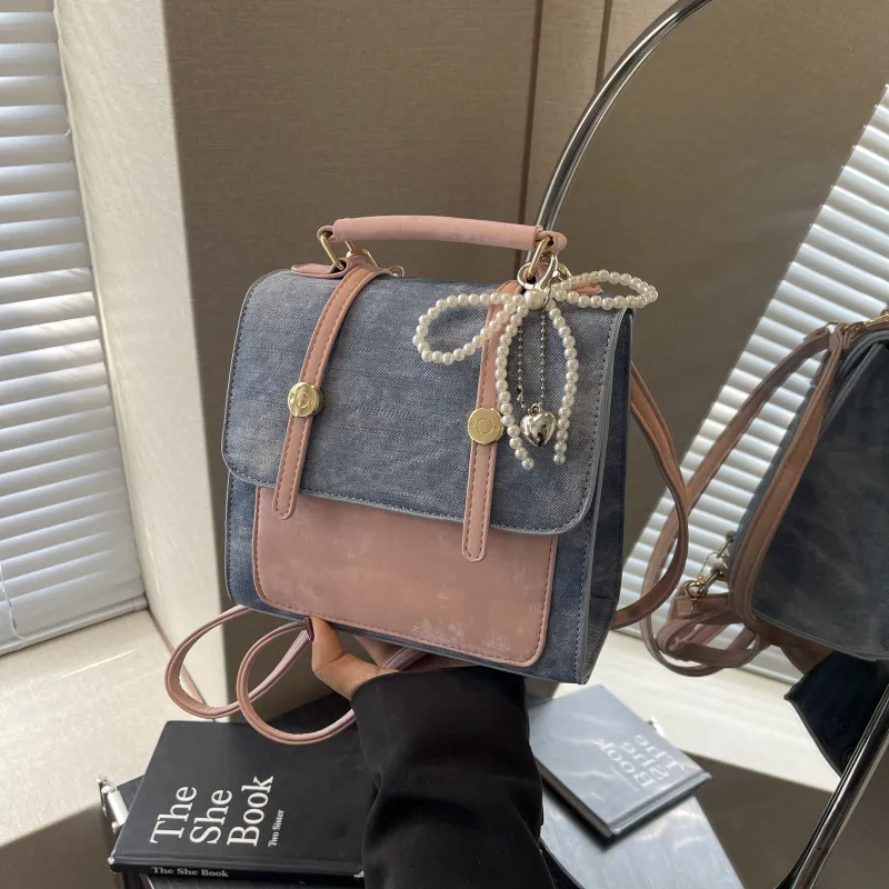 OTA PU Backpack Backpack Backpack Handbag Crossbody Bag Regular Women's Blue-5
