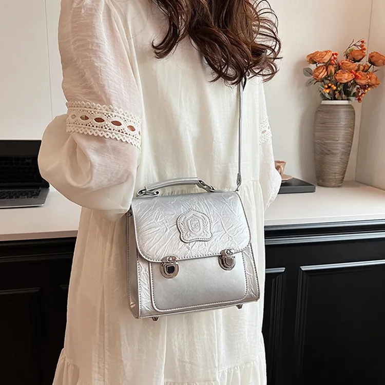 OTA PU Chain Bag Handbag Shoulder Bag Backpack Regular Unisex Silver/Black/White/Pink-2