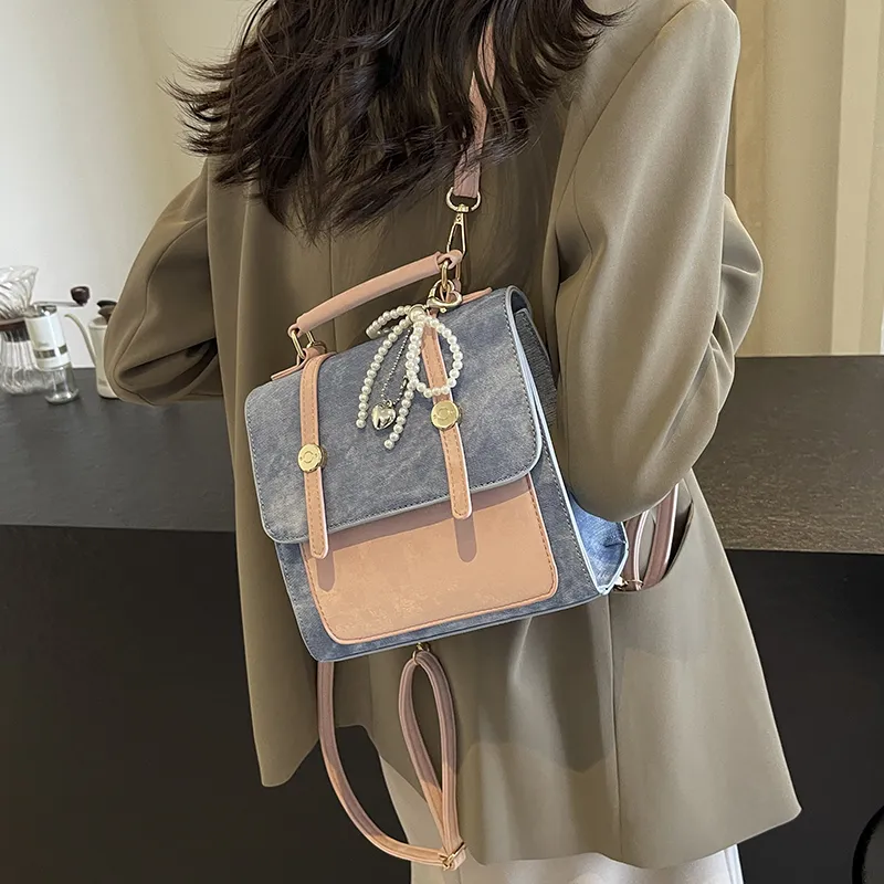 OTA PU Backpack Backpack Backpack Handbag Crossbody Bag Regular Women's Blue-2