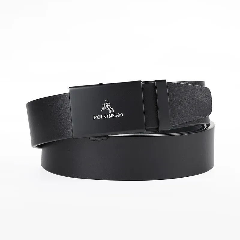 POLOMEISDO Top Grain Cow Leather Automatic Buckle Belt Men's Width 3.5CM-2