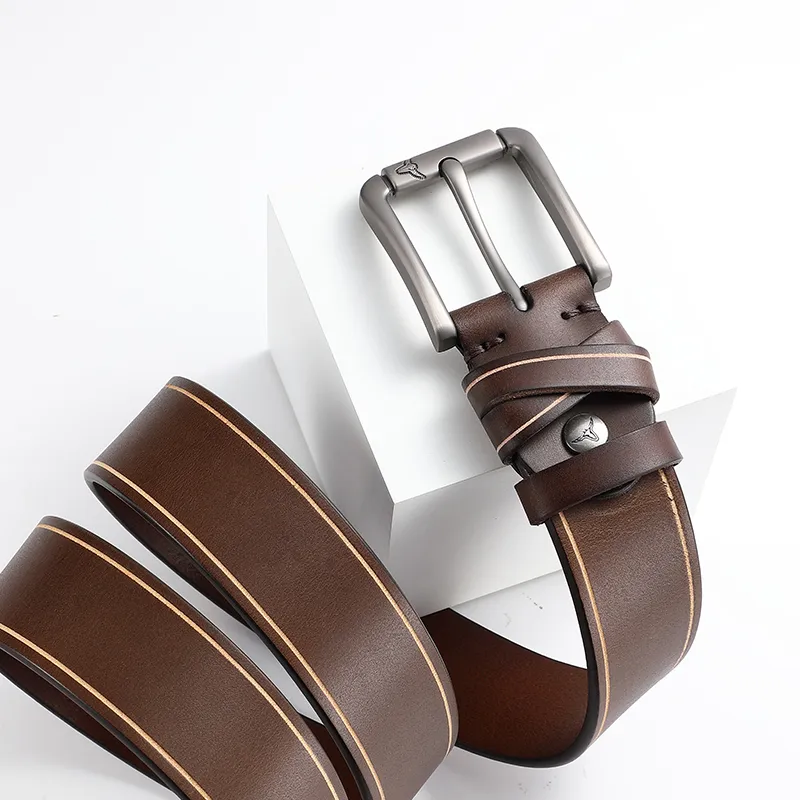 POLOMEISDO Cow Leather Belts Men's Width 3.8cm-4