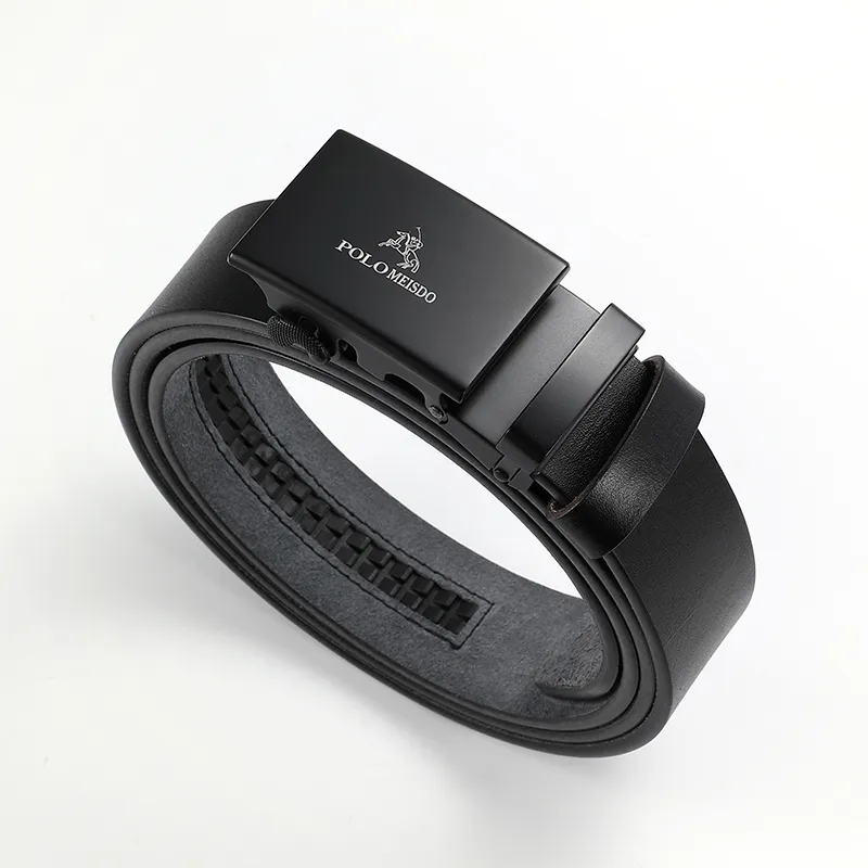 POLOMEISDO Top Grain Cow Leather Automatic Buckle Belt Men's Width 3.5CM-1