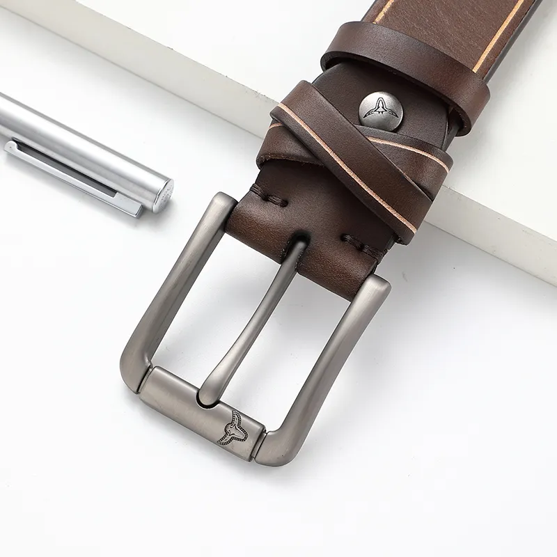 POLOMEISDO Cow Leather Belts Men's Width 3.8cm-5