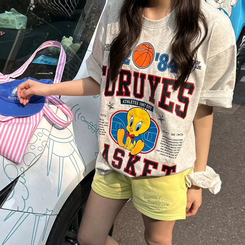 FORUYES T Shirt Women's White Gray-3