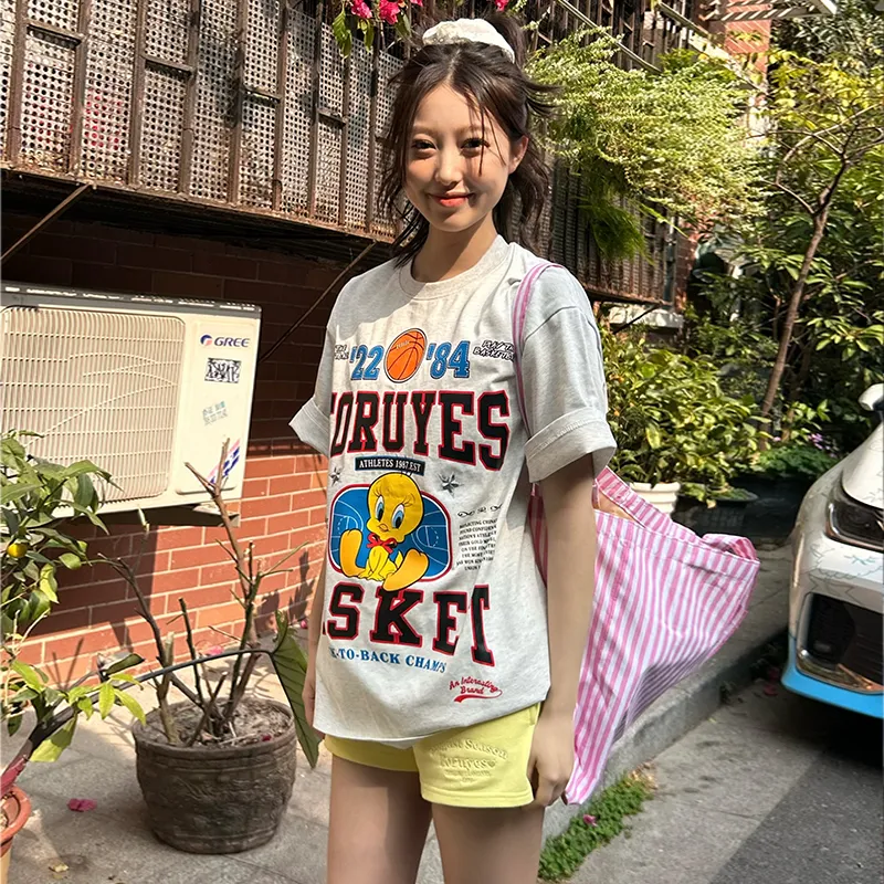 FORUYES T Shirt Women's White Gray-2