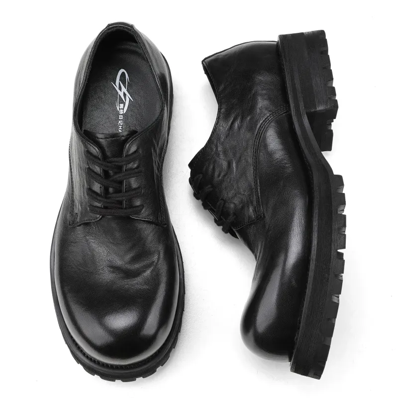 HANQIAORIJI Black Blood Series Wear Resistant Height Increasing Low Top Casual Shoes Unisex Black-5