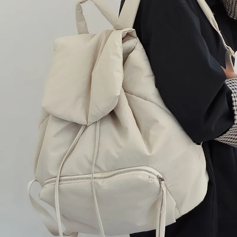 JPJ Fabric Backpack Large Size Unisex Red/Dawn White-5