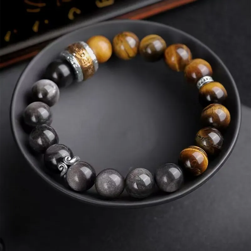 Kowloonko Obsidian Bracelets Unisex-2