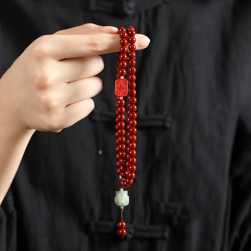 Kowloonko Reconstructed Cinnabar Bracelets Unisex-5
