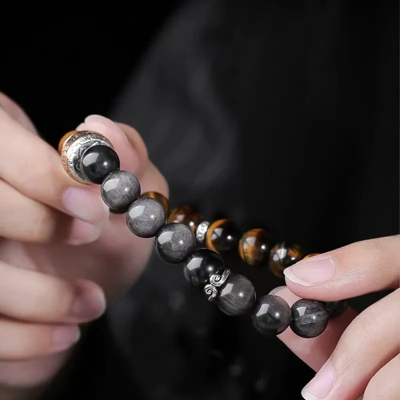 Kowloonko Obsidian Bracelets Unisex-6