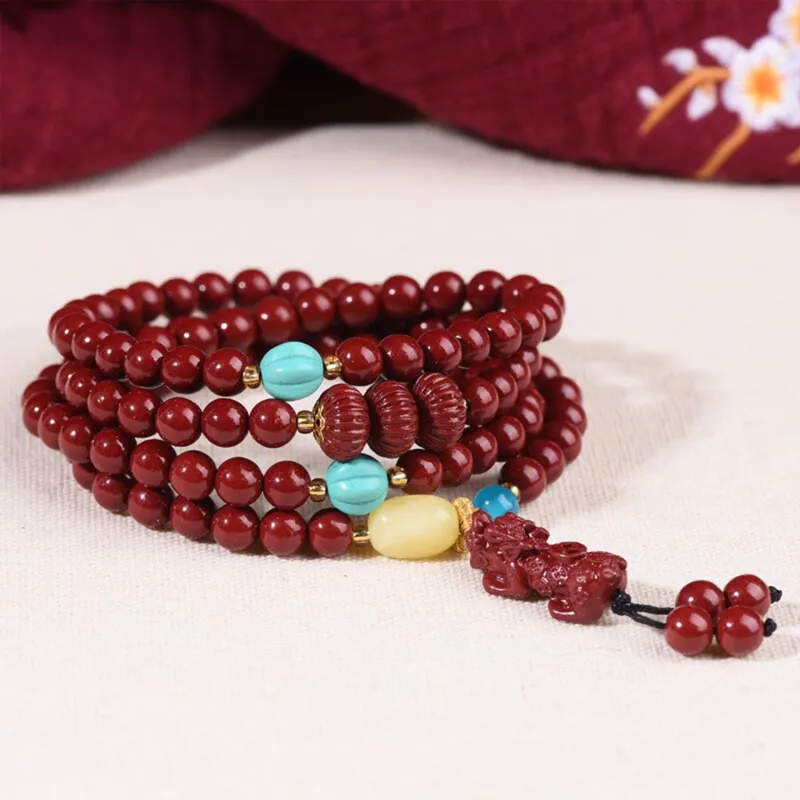 Kowloonko Reconstructed Cinnabar Bracelets Unisex-4