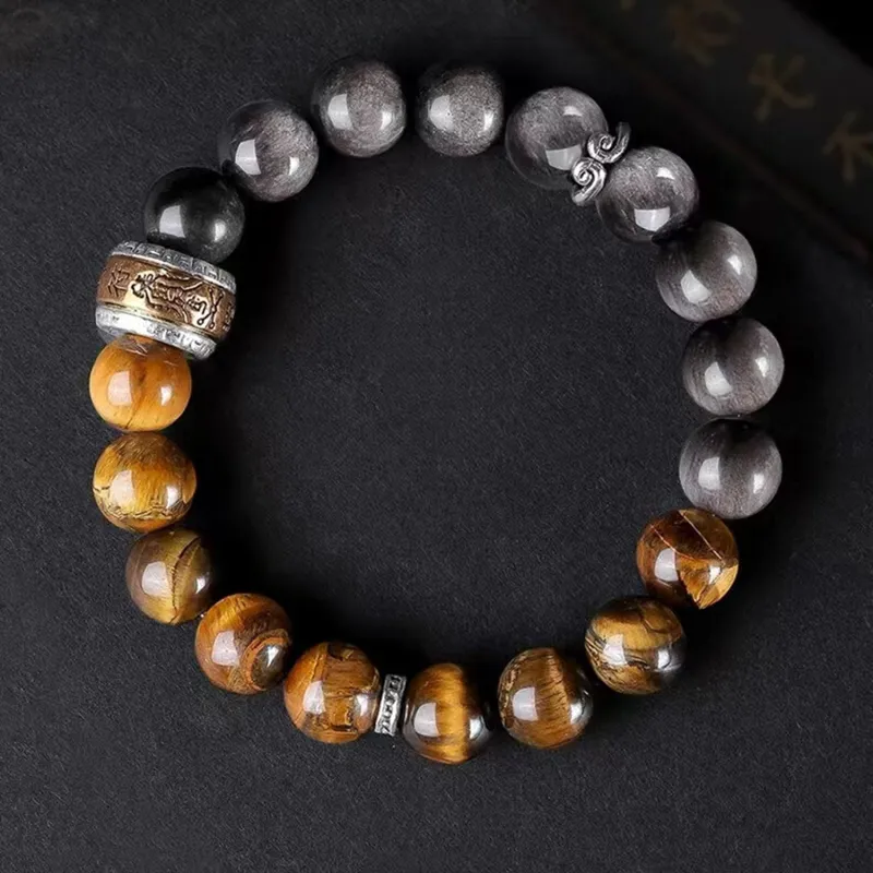 Kowloonko Obsidian Bracelets Unisex-1