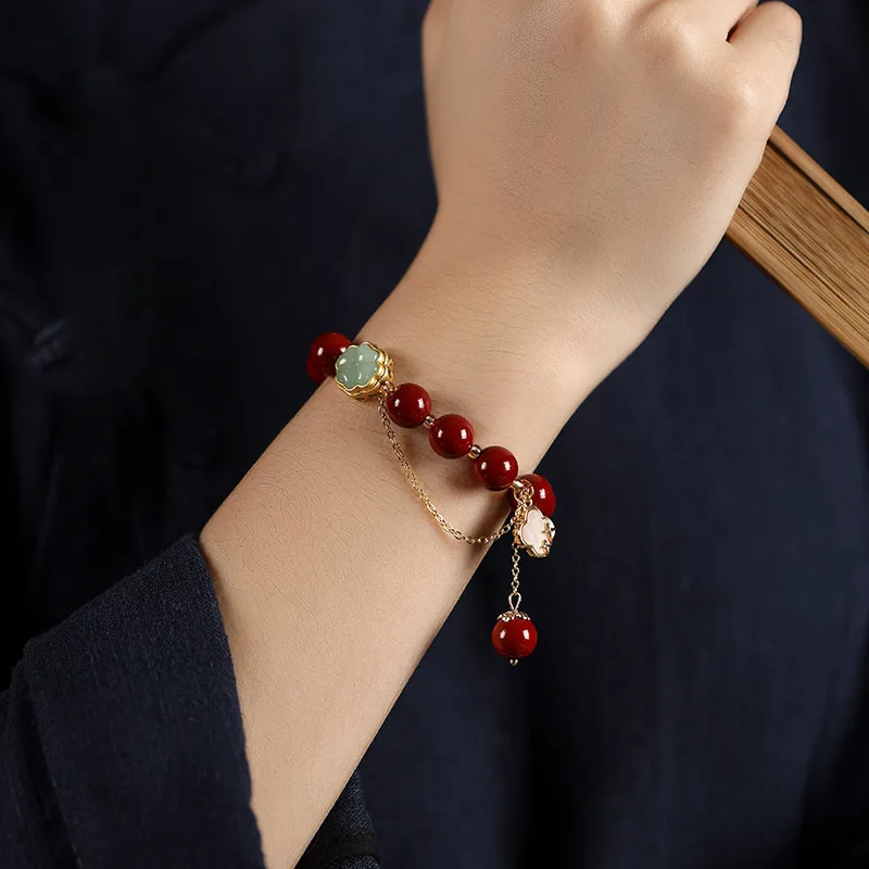 Kowloonko Reconstructed Cinnabar Jade Bracelets Women's-3