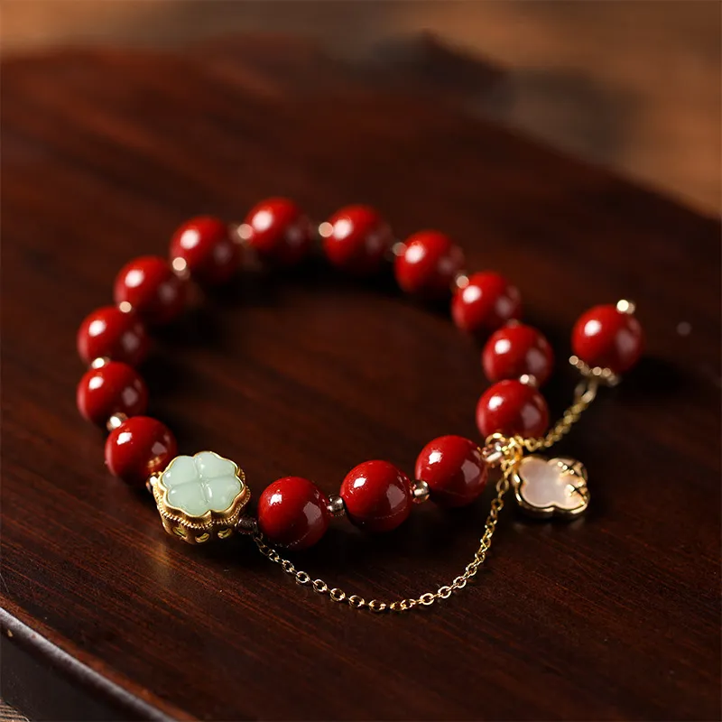 Kowloonko Reconstructed Cinnabar Jade Bracelets Women's-2