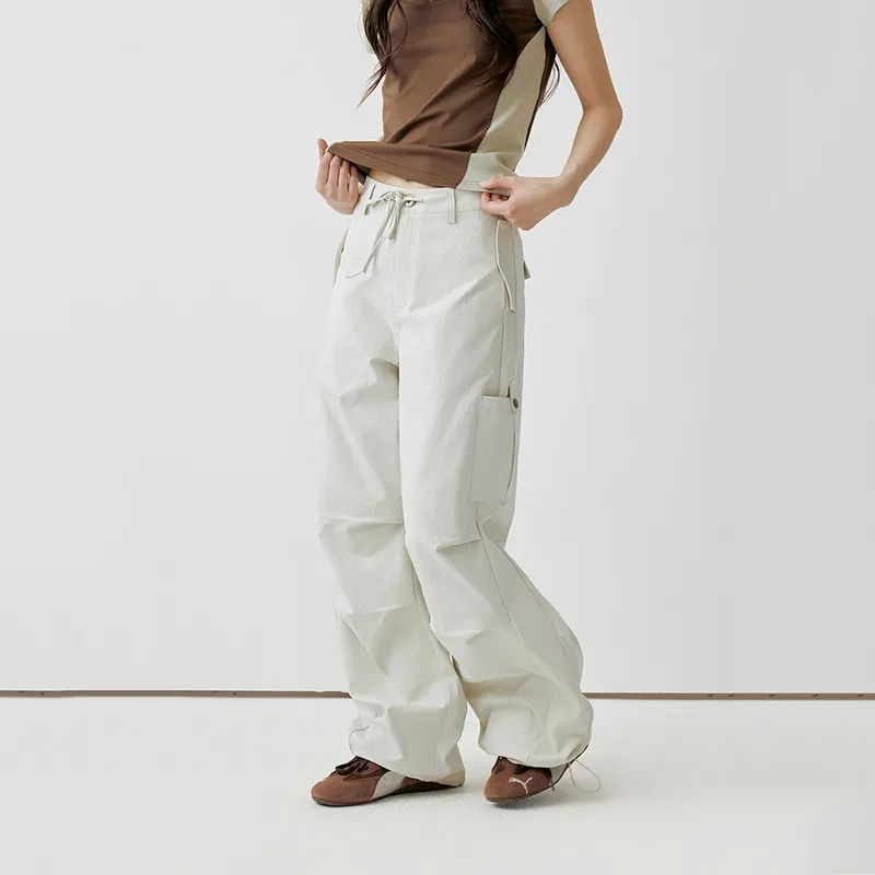 PSO Brand Casual Pants Women's Light Sand Apricot-3