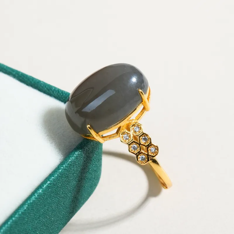 CUIYOUSHIJIA Hetian Jade Rings Smoky Purple Women's-3