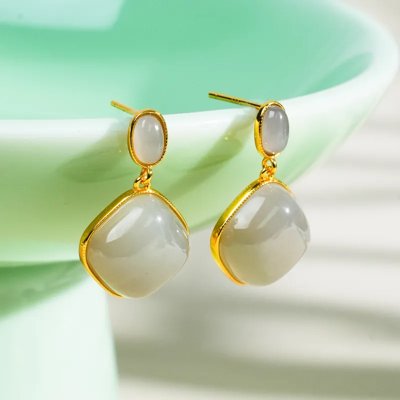 CUIYOUSHIJIA Hetian Jade Earrings Smoky Purple Women's-4