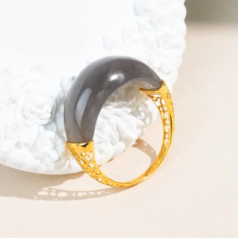 CUIYOUSHIJIA Hetian Jade Rings Smoky Purple Women's-1