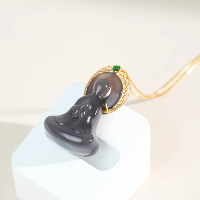 CUIYOUSHIJIA Hetian Jade Pendants Smoky Purple Unisex-3