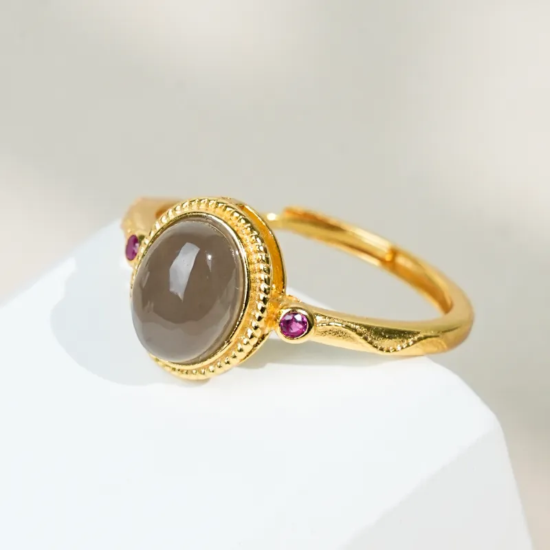 CUIYOUSHIJIA Hetian Jade Rings Smoky Purple Women's-1