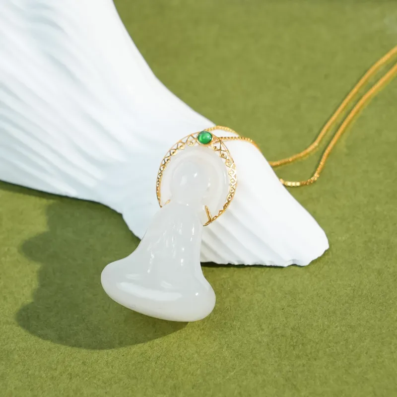 CUIYOUSHIJIA Hetian Jade Pendants White Jade Unisex-4