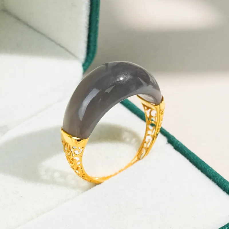 CUIYOUSHIJIA Hetian Jade Rings Smoky Purple Women's-5