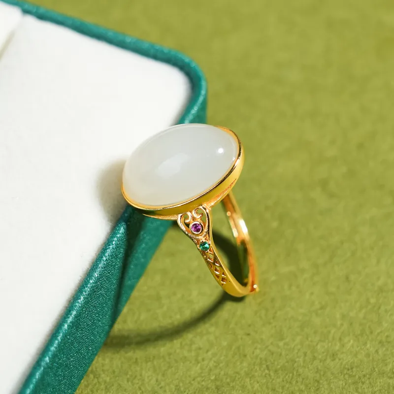 CUIYOUSHIJIA Rings White Jade Women's-5