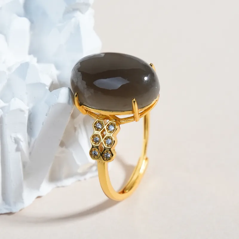 CUIYOUSHIJIA Hetian Jade Rings Smoky Purple Women's-4