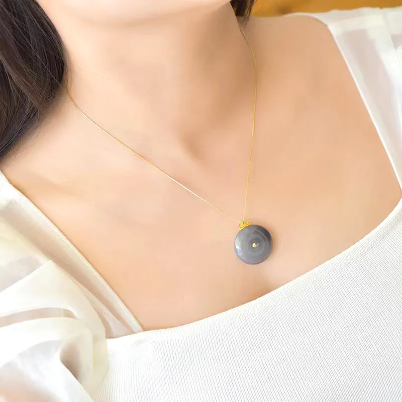 CUIYOUSHIJIA Hetian Jade Pendants Smoky Purple Women's-6