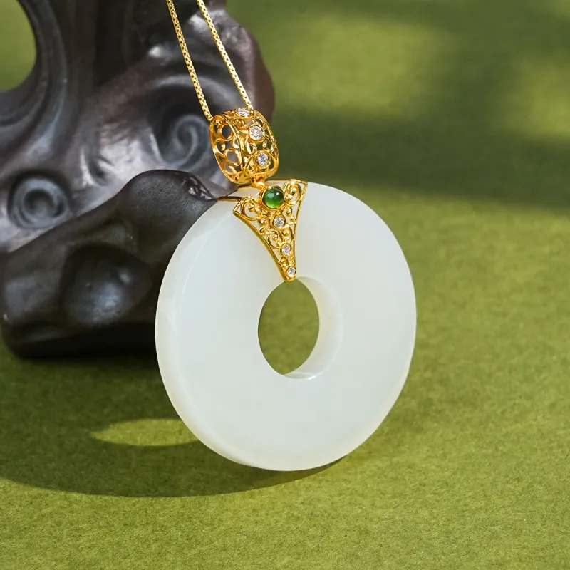 CUIYOUSHIJIA Hetian Jade Pendants White Jade Unisex-3