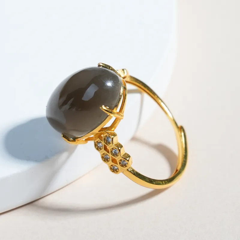 CUIYOUSHIJIA Hetian Jade Rings Smoky Purple Women's-5