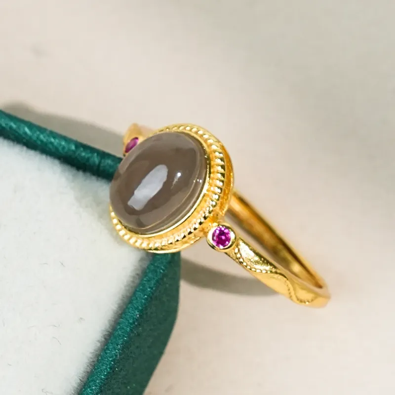 CUIYOUSHIJIA Hetian Jade Rings Smoky Purple Women's-4